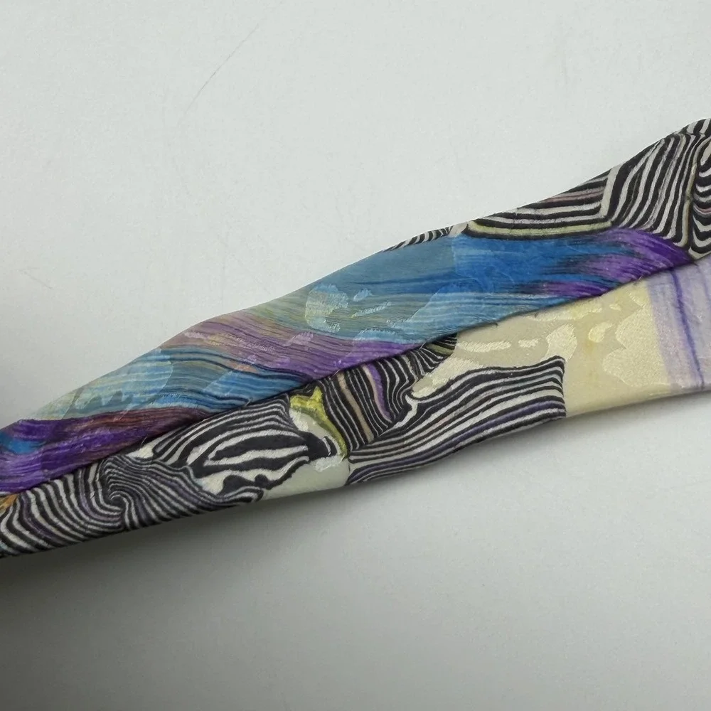 Brioni Men's 100% Silk Tie Multicolor Abstract Swirl Print Necktie Made In Italy